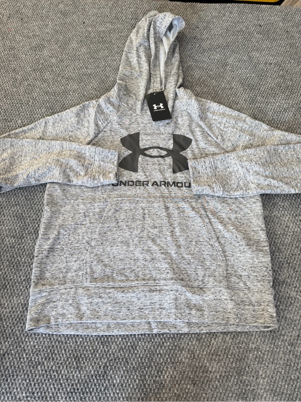 Under Armour Men’s Crewneck Hoodie - Light Gray with Black Logo